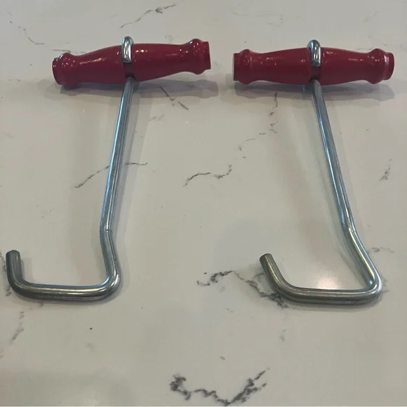 Vintage Wooden Handle Sturdy Metal Boot Strap Hook Puller 7" Long Mating Pair - Picture 7 of 11